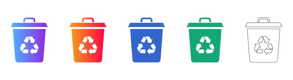 Recycle Bin Icon Collection 库存插图