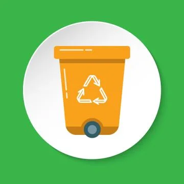 Recycle bin icon in flat style on round button Stock Illustration
