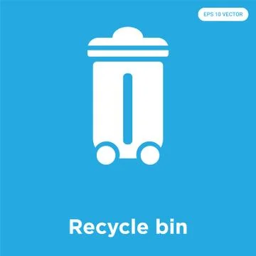 Recycle bin icon isolated on blue background Free Stock Illustration