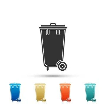 Recycle bin with icon isolated on white background. Trash can icon. Set elements Stock Illustration