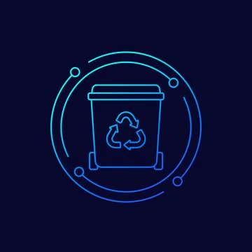 Recycle bin icon, linear design Stock Illustration