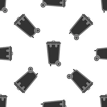 Recycle bin with icon seamless pattern on white background. Trash can icon. Flat 스톡 일러스트