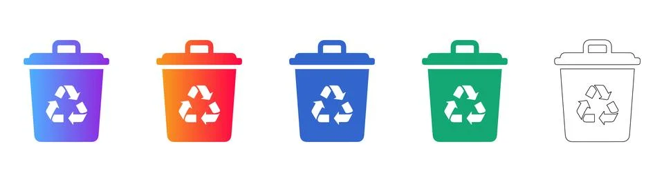 Recycle Bin Icon Set Stock Illustration