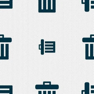 Recycle bin icon sign. Seamless pattern with geometric texture. Vector Stock Illustration