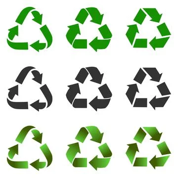 Recycle bin icons set. Vector recycling isolated on white background. Disposa Stock Illustration