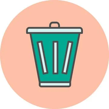Recycle Bin Line Filled Circle Icon Stock Illustration
