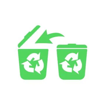 Recycle bin, litter bin, ecological recycle bin or trash can. Icon isolated Stock Illustration