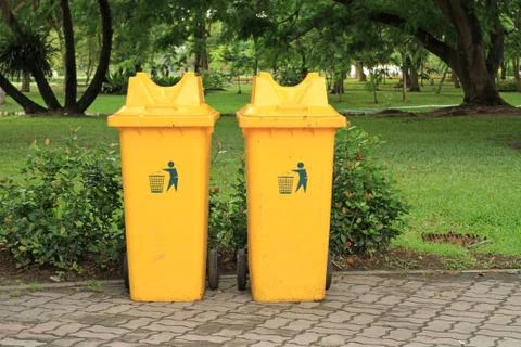 Recycle bin in the park Stock Photos