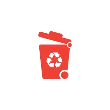 Recycle Bin Red Icon On White Background. Red Flat Style Vector Illustration. Stock Illustration