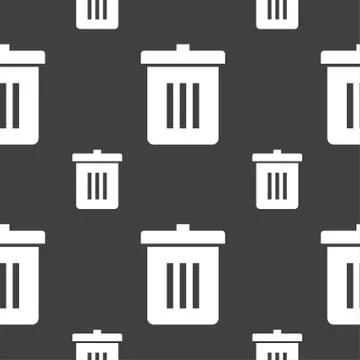 Recycle bin, Reuse or reduce icon sign. Seamless pattern on a gray background Illustrazione stock