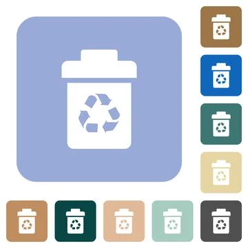 Recycle bin rounded square flat icons Stock Illustration