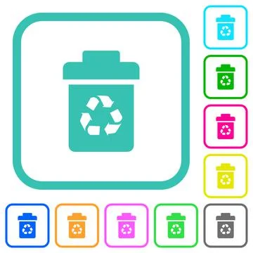 Recycle bin vivid colored flat icons Stock Illustration