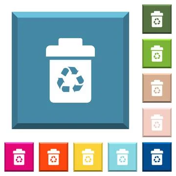 Recycle bin white icons on edged square buttons Stock Illustration
