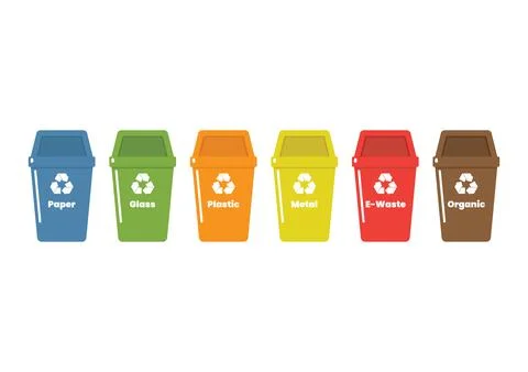 Recycle bins set with color code Stock-Illustration
