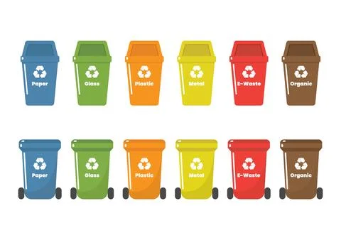 Recycle bins set with color code Illustrazione stock