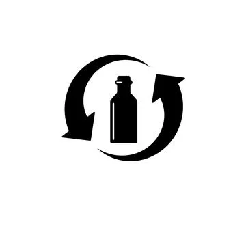 Recycle Bottle, Reuse Bottles Solid Flat Vector Icon Isolated on White Backgr Stock Illustration