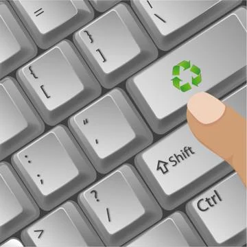Recycle button in key board Illustrazione stock