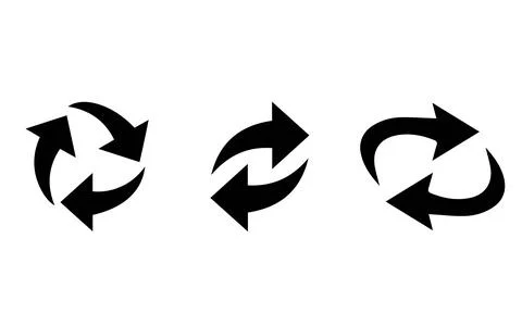 Recycle Circular Arrow Icon Set - Loop and Reset Symbols Stock Illustration
