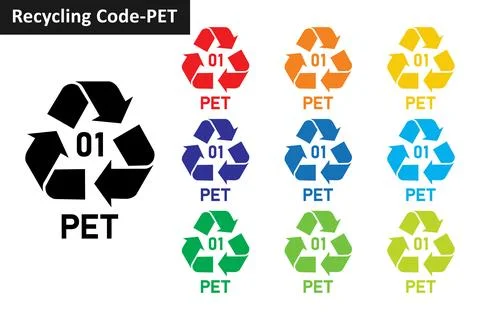 Recycle Code PET set- mobius strip 스톡 일러스트