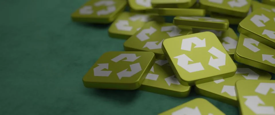 Recycle concept in bundle of tiles 3D Render Stock Illustration