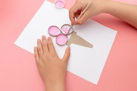 Recycle concept, DIY, simple activity, using empti toilet paper rolls or tubes Stock Photos