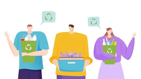 Recycle concept, sorted waste, plastic and glass reuse, environmental pollution Stock-Illustration