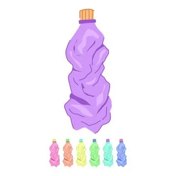 Recycle crumpled plastic bottle vector cartoon graphic Illustrazione stock