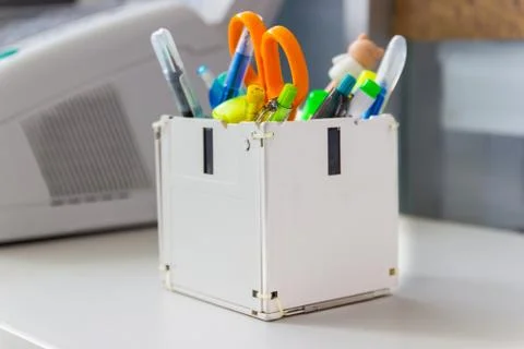 Recycle floppy disk, Creative objects used for Store supplies such as pen 库存照片