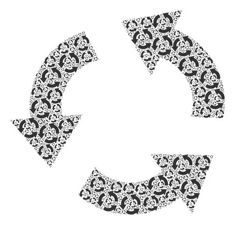Recycle Fractal Collage of Itself Items Stock Illustration