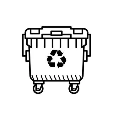 Recycle garbage bin. Trash can black and white Stock Illustration
