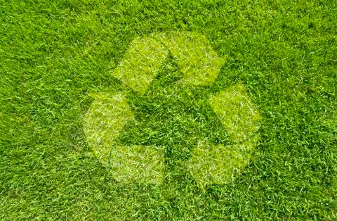 Recycle on green grass,  texture background Stock Illustration