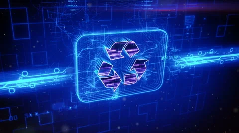 Recycle icon on abstract blue background Stock Footage 63531062