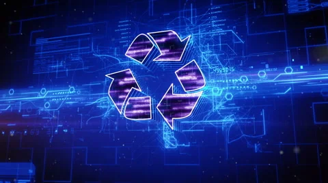 Recycle icon on abstract blue background Stock Footage 63549591