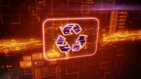 Recycle icon on abstract blue background Stock Footage 72297157
