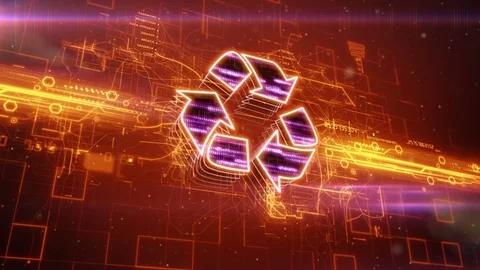 Recycle icon on abstract blue background Stock Footage 72297277