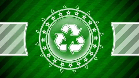 Recycle icon in circle shape and green striped background. Illustration. 스톡 동영상 130484334