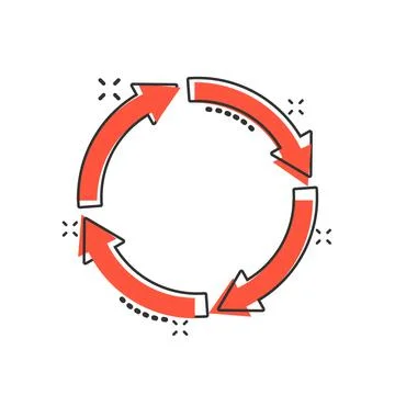 Recycle icon in comic style. Reuse cartoon vector illustration on white isola Stock Illustration