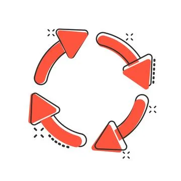 Recycle icon in comic style. Reuse cartoon vector illustration on white iso.. Stock Illustration
