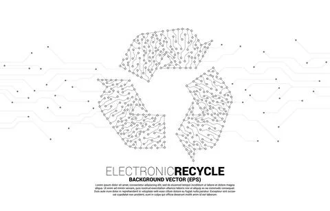Recycle icon from dot connect line circuit board style. background for take c Stock Illustration