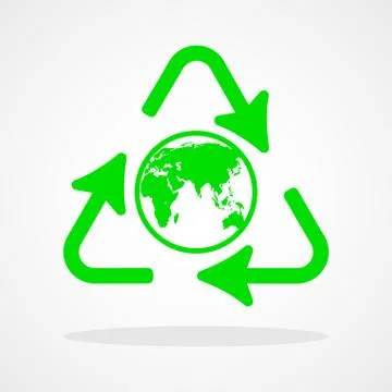 Recycle icon with earth globe Stock Illustration
