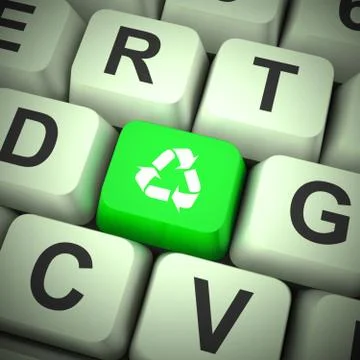 Recycle Icon Green Computer Key Showing Recycling And Eco Friendly Illustrazione stock
