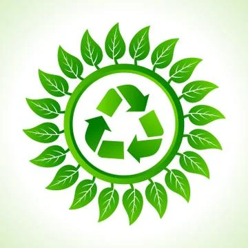 Recycle icon inside the leaf background stock vector Stock Illustration