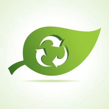 Recycle icon at leaf stock vector Stock Illustration