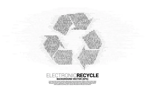 Recycle icon from one and zero binary code digit matrix style. background for Stock Illustration