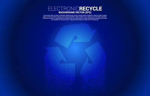 Recycle icon from pixel transform. background for Electronic waste and save t Stock Illustration