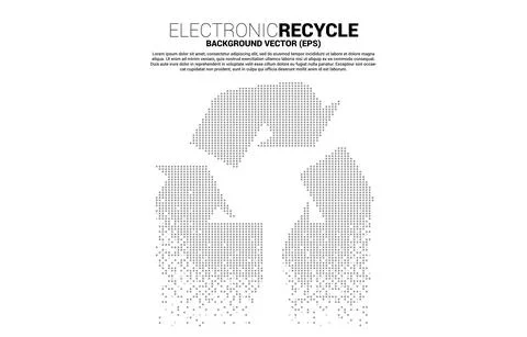 Recycle icon from pixel transform. background for Electronic waste and save t Stock Illustration