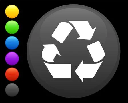 Recycle icon on round internet button Stock Illustration