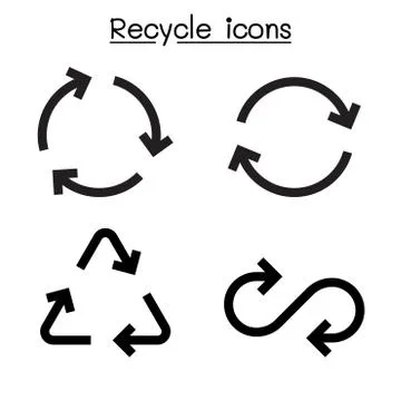 Recycle icon set in flat style Illustrazione stock
