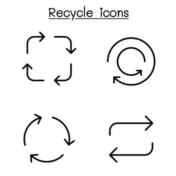 Recycle icon set in thin line style Illustrazione stock
