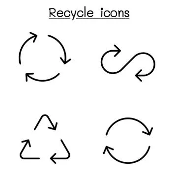 Recycle icon set in thin line style Stock Illustration